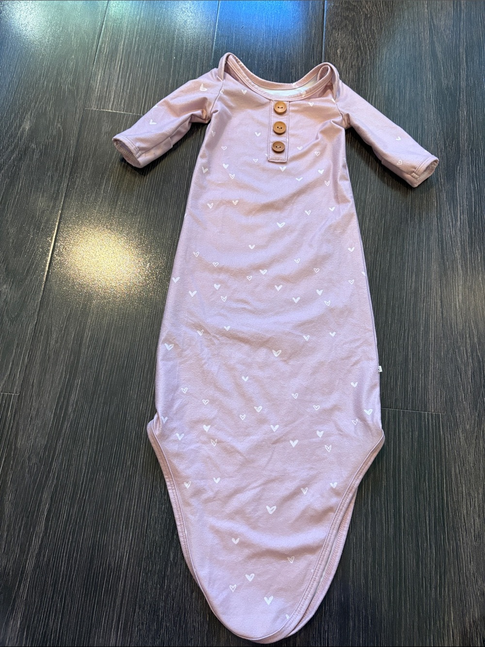 Caden Lane knotted long sleeve gown pink with hearts